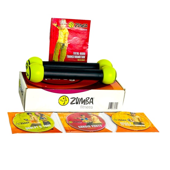 Zumba Fitness Total-Body Transformation  3 DVD Set + Toning Sticks - Picture 1 of 6